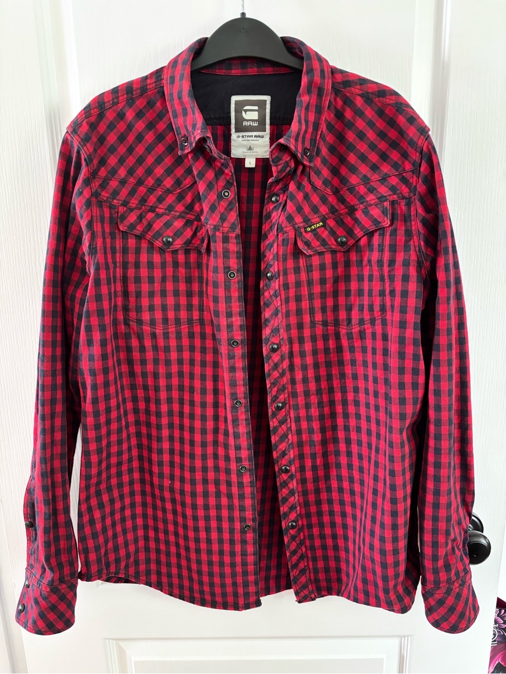 G-Star Red and Black Checked Flannel Shirt